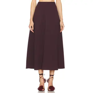 Helsa The Heavy Crepe Midi Skirt in Eggplant
