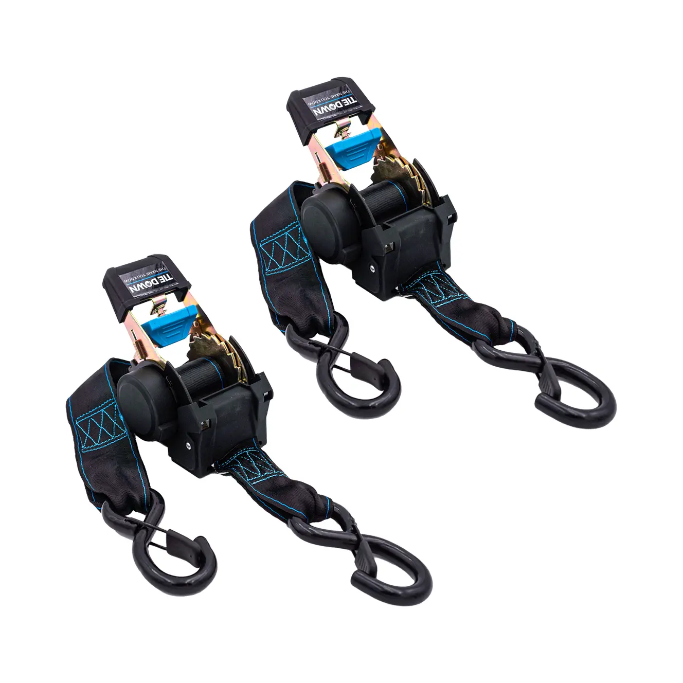 Tie Down  2 in. x 43 in. Black Retractable Boat Transom Straps, 2-Pack Kit - 3000 Breaking Load Limit
