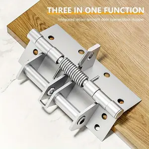 Two Pieces Of 4-inch Automatic Door Hinges, Heavy-duty Self-closing Hinges For Wooden Doors, Five Golden Spring Hinges, Cold-rolled Steel Double-fold 90-degree Automatic Self-closing Spring Door Hinges, Suitable For Home Bedrooms.