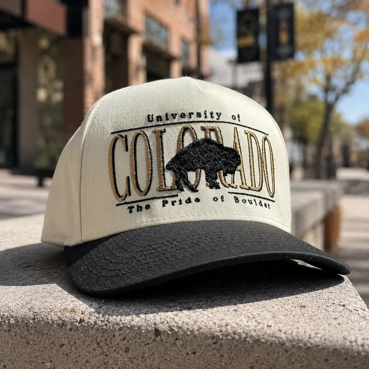 University of Colorado Buffalo Embroidered Trucker Hat, Vintage Boulder College Cap, Two Tone Snapback Hat for Men and Women