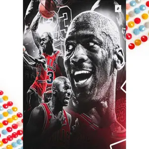 5D DIY Full Drill Round Diamond Painting - Diamond Art Kit Basketball Player Pose. Mosaic, Canvas - DIY Decorative Painting, Home Wall Decor, Suitable for Halloween and Christmas, Birthday and Anniversary Gifts.