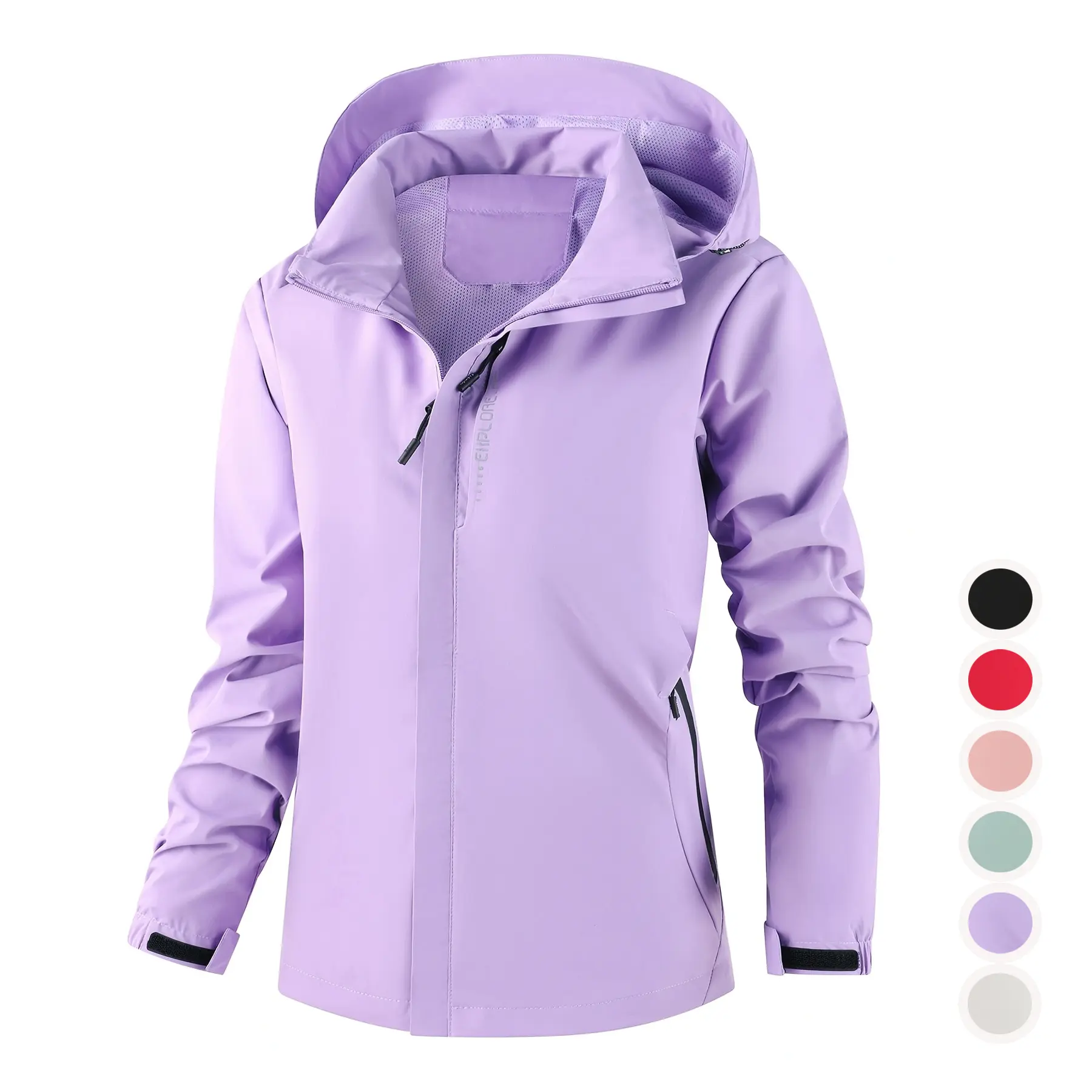 Women’s Hooded Hardshell Rain Jacket - Long Sleeve Mid-Length Weather Resistant Casual Windproof Waterproof Spring/Autumn Outdoor Hiking Commuting Coat (Women’s Jackets)