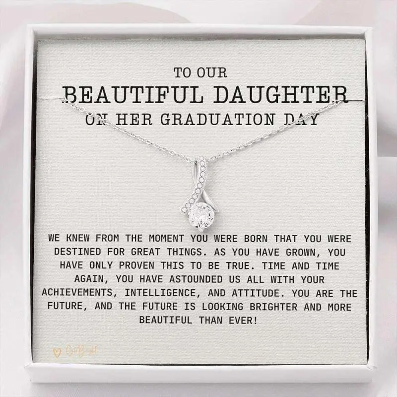 Daughter Necklace, Graduation Necklace Gift For Daughter From Mom And Dad College And High School, Jewelry Message Card, Necklace Gifts For Birthday, Anniversary, Christmas Day, Thanksgiving 698