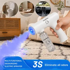 Blue Light Odor Eliminator Spray Gun Kit, Multi-Purpose Deodorizing Spray for Smoke, Toilet Odor, Pet Odor and Urine Odor, Helps Break Down Pet Urine, Bio-Enzyme Formula, Pet Friendly, Safe if Licked Cleaner