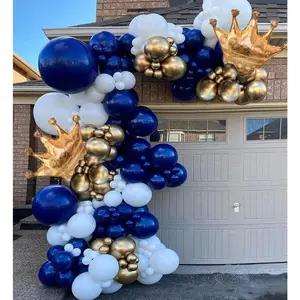 145 count Navy Blue Balloon Garland Arch Kit,  White Royal Blue Balloons with Crown Foil Balloons for Boys Birthday Party Graduation  Shower Anniversary Celebration Party Decorations(BLUE 2)