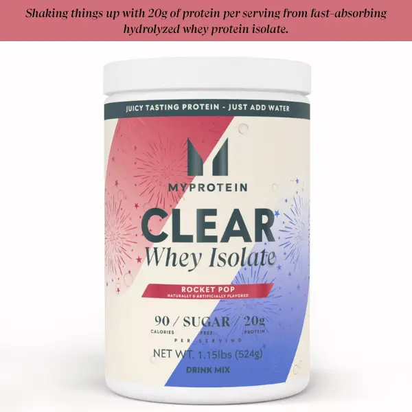 Myprotein Clear Whey Isolate Rocket Pop - 20g Protein, 90 Calories, Sugar-Free, Hydrolyzed Whey, Edible, Healthcare Supplement,summerwins