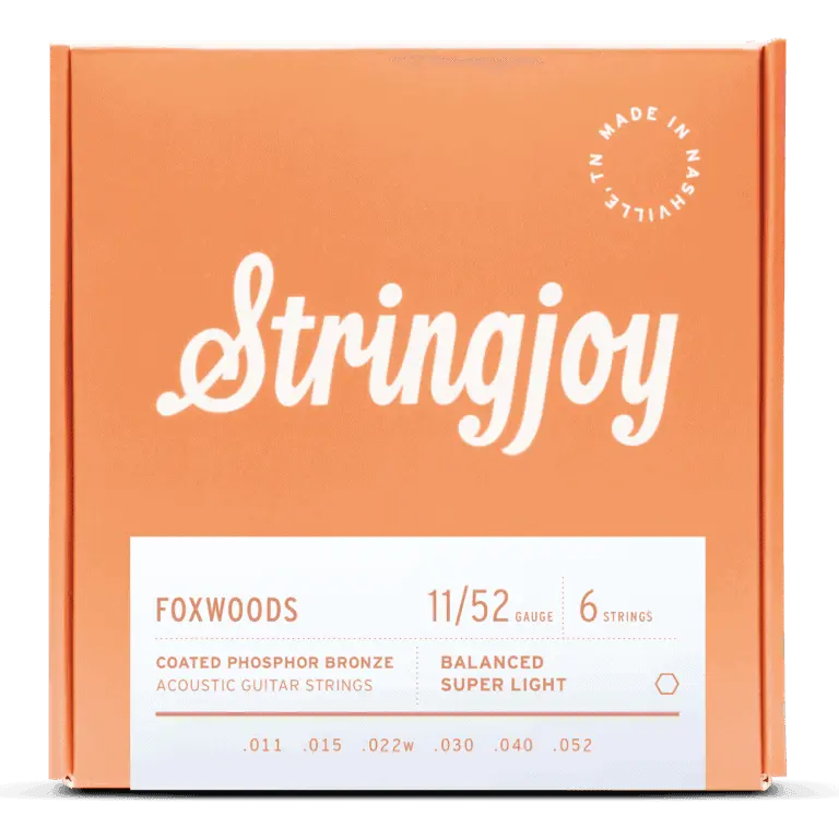 Stringjoy Coated Phosphor Bronze Acoustic Guitar Strings, .011-.015-.022W-.030-.040-.052 Gauge, PFAS-Free Coat, Rich Nuanced Sound, Balanced Playability for Acoustic Guitars, 6 Strings