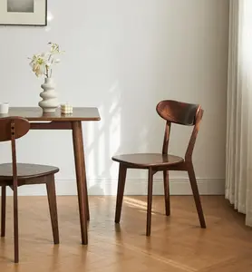 Wayshome Dining Chairs, Kitchen Chairs, 100% Oak Solid Wood Modern Chair with Curved Backrest Kitchen & Dining Room Chairs Modern Chair for Living Room, Dining (1/2/4, Black/Walnut/Oak/White)