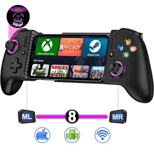 Phone Controller - Mobile Gaming Controller with Hall Effect Joysticks & Triggers,Cool Dynamic Light - No Dead Zone,800mAh Battery,Retractable Phone Case Support, Controller for iphone and Android