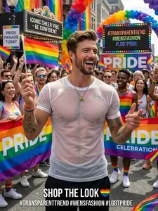 Pride Month 2026 Lgbtq Men's Mesh Breathable Short Sleeve T-Shirt, Round Neck Quick-Dry Transparent Sport Casual Top, Perfect Gift for Partners