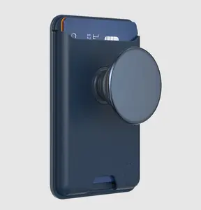 Women's Stylish MagSafe Magnetic Grip + Wallet, French Navy Softgoods Popsocket Cellphone Accessory, Tech & Stylish Accessories for Mobile Devices