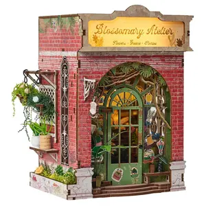 DIY 3D Book Nook Kit, DIY Construction Puzzle, Wooden Puzzle Furniture Model, Carved Decorative Style, Handmade Craft, Gift for Holidays, No Batteries Needed