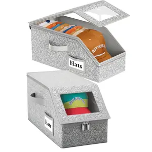 Baseball cap storage box, can hold up to 24 caps – sturdy and foldable wardrobe and bedroom organizer, large-capacity dustproof storage box for storing hats, toys, and accessories, a space-saving home organization solution