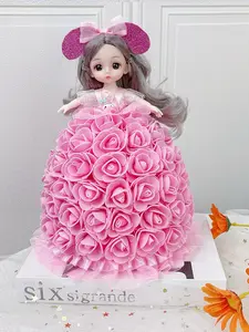 Barbie Doll Realistic Rose Dress Toy, Unique Valentine's Day Eternal Flower Gift for Girls, Birthday Present for Kids