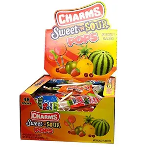 Charms Sweet and Sour Pops – Box of 48 Individually Wrapped 0.6 oz. Lollipops – Dual Flavor Candy Suckers – Peanut Free, Gluten Free – 5 Sweet/Sour Flavors, 30 Oz. (Pack of 1)