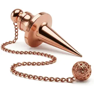Long Cone Openable Disc Copper Pendulum for Reiki Healing, Dowsing & Chakra Balancing – Divination & Meditation Tool for Energy Cleansing