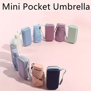 Fashionable mini pocket umbrella, sun and rain protection, lightweight, UV resistant, windproof, suitable for sunny and rainy days, can be carried with you Cover Purple