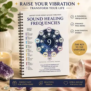 Sound Healing Frequency Notebook, Sol Frequency Chakra Guide, Spiral Bound Energy Boost Manual, Sound Healing + Chakra Balance Handbook, Solfeggio Frequencies