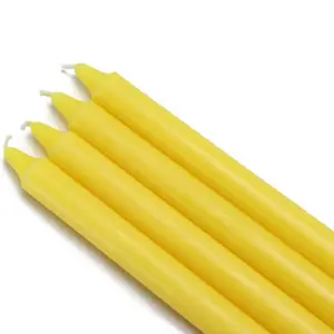 212 MAIN Unscented Handpoured Long-Burning Smokeless 10 in. Straight Shape Taper Candles, Yellow - 12 Pieces Home Decor, Twelve Pieces