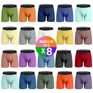 Men's Fitted Boxer Shorts 8-Pack Solid Color Multi-Color Random Delivery Moisture-Proof Breathable Quick-Dry Elastic Underwear Non-Rolling Edge Multi-Pack Underwear Casual Fabric Polyester Sports Sporty