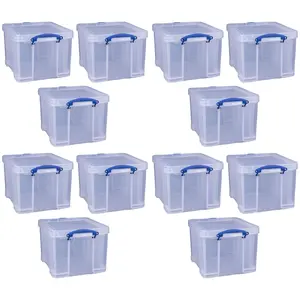 Really Useful Box 32 Liter Storage Container w/Snap Lock Handles, 12 Pack, Clear