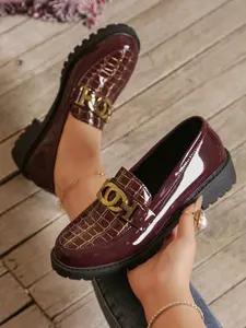 Women's Multifunctional Round Toe Casual Bow Decor Low Heel Pu Leather Loafers, Formal Occasions, New Pure Color Fashion Flat Shoes, Slip On Shoes