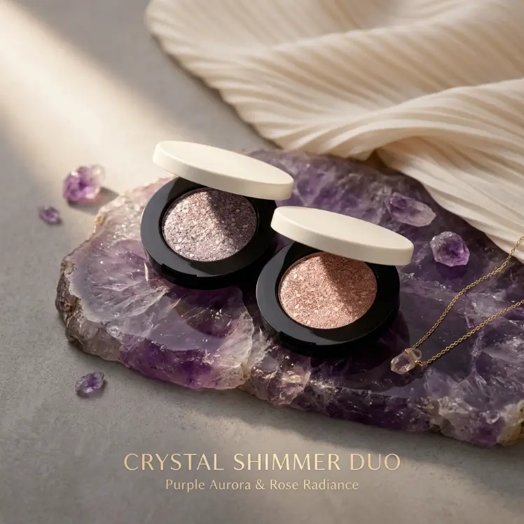 Chameleon Duo Chrome Metallic Eyeshadow Powder - 3.5g Shimmering Nude, Brightening, Waterproof Single Vegan Cosmetic, Intense Glitter Pigment, Smooth Long-Lasting Festival Makeup, Blendable Formula, Vlog Ethereal Eye Product, Alt Makeup, Makeup Transforma