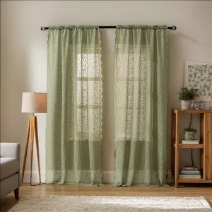 Floral Lace Window Curtain, 1 Count Exquisite Retro Curtain, Home Decorative Curtain for Living Room Bedroom Kitchen Bathroom, Home Decor, Home Decoration Curtain