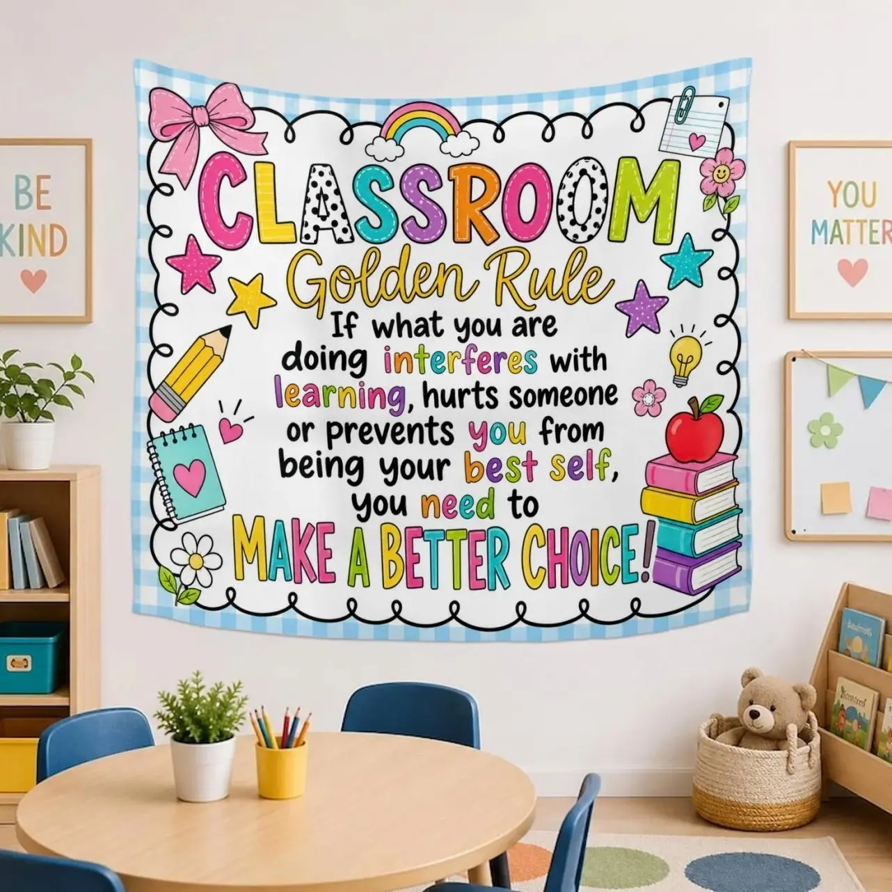 Classroom Rules Tapestry Teacher Wall Hanging School Decor