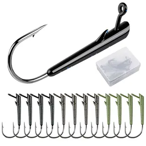 Bombrooster Pack of 12 - Fine Fishing Rig Jig Heads – Anti-tangle Texas Rig Concealed Hooks, Slow Horizontal Gliding Lures (3/16 oz, 1/4 oz)