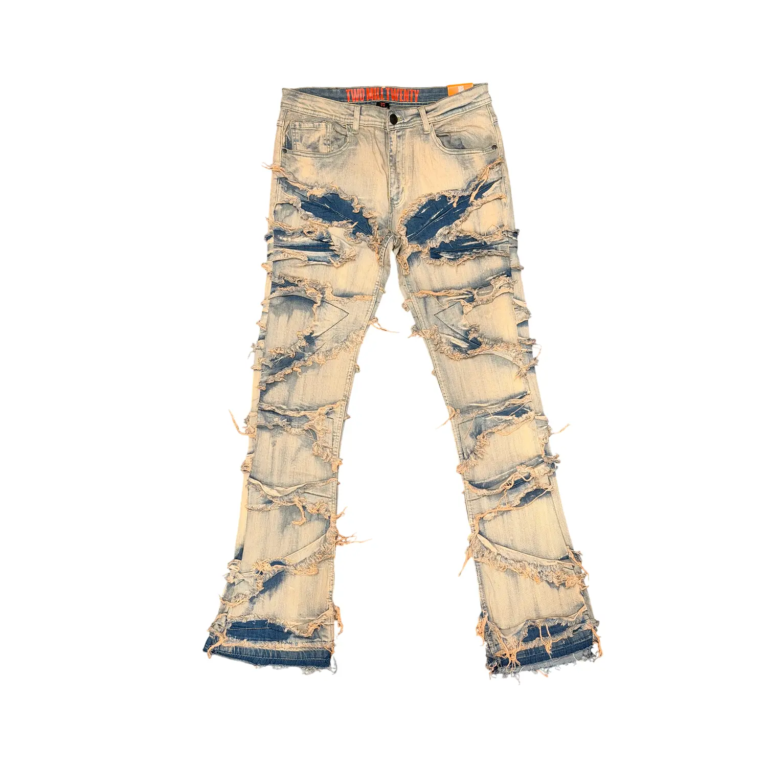 Men's Frayed Slashed Boot Cut Jeans | Antique