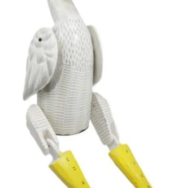 Balinese Wood Handicrafts "Bebek Wayang" White Duck Puppet Toy Figurine 14"H