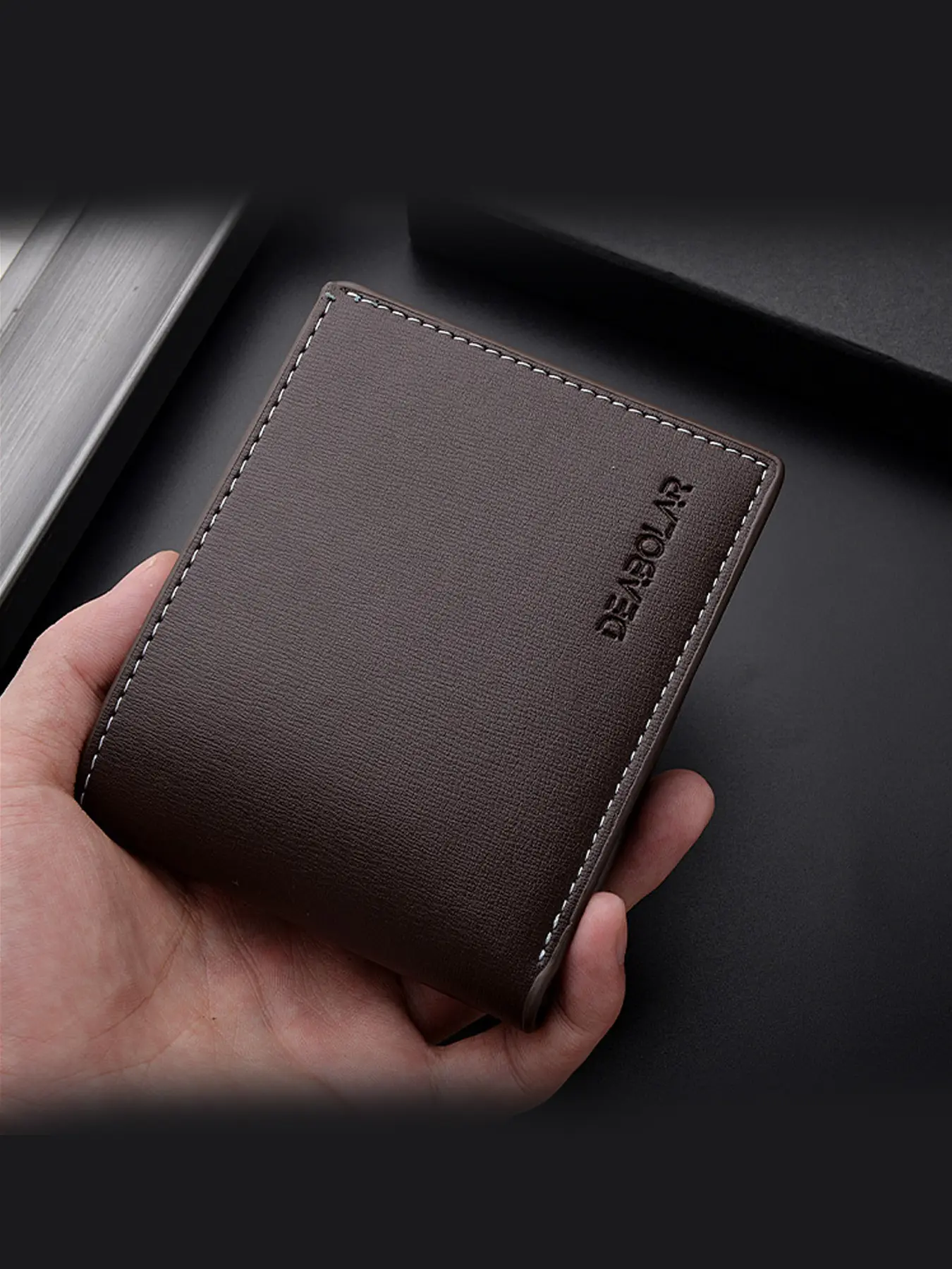 Men's Business Fashion Bifold Wallets, Simple Style Plain Color Durable Wallet, Casual Trendy Wallet for Work & Daily Use
