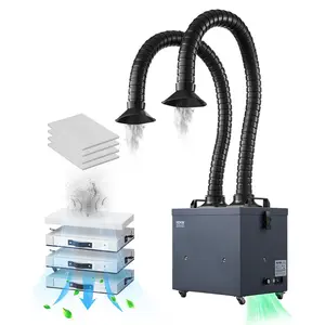 fathersdaygift VEVOR Soldering Fume Extractor with Dual Hoses, 275W Brushless Solder Smoke Absorber with 4-Stage Filters 10 Speeds, 380m/h Strong Suction Smoke Purifier for Soldering, Laser Engraving, DIY Welding