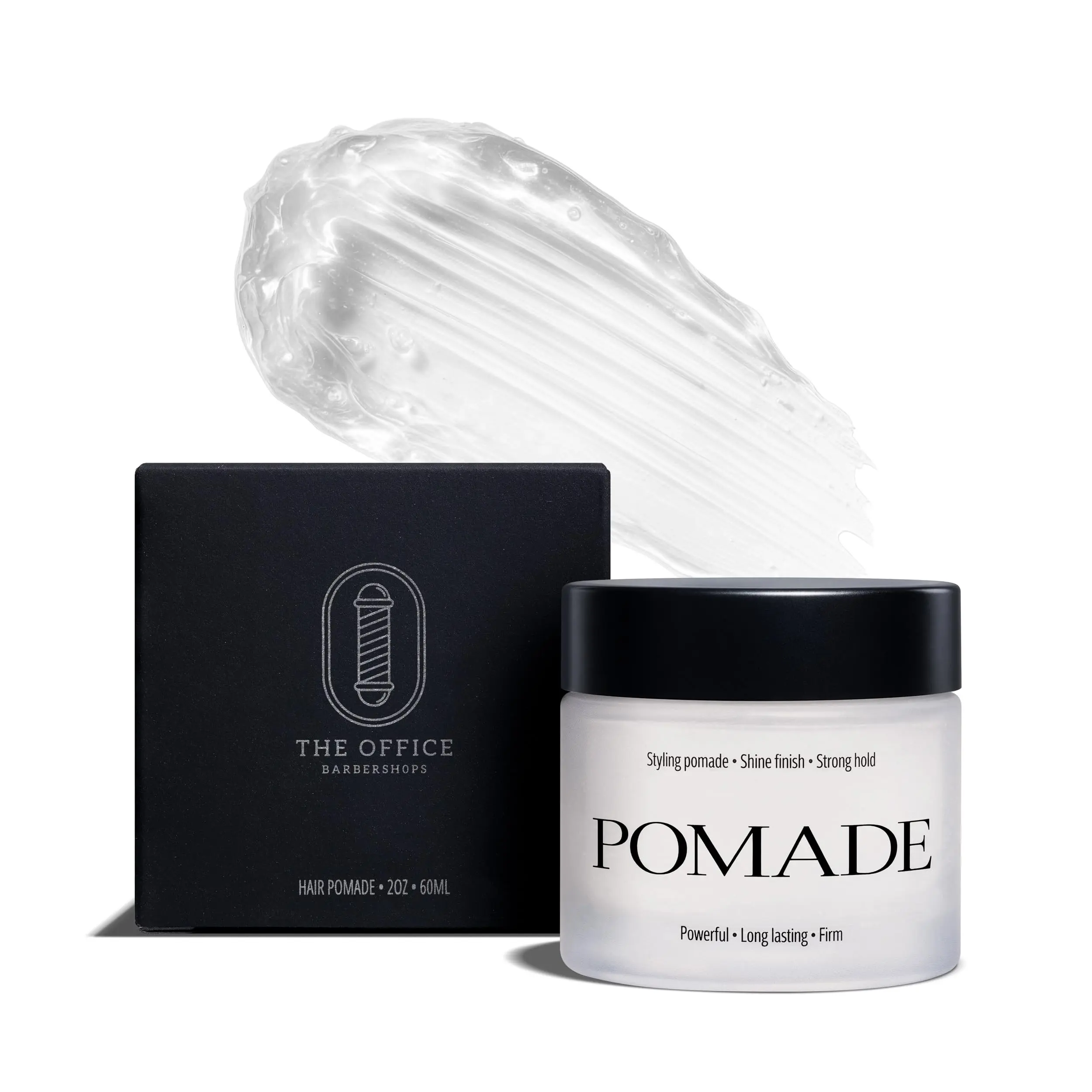 THE OFFICE BARBERSHOPS Hair Pomade for Men - Strong Hold Shine Finish Styling Pomade - Long Lasting Control, Classic Slick Styles - Easy Wash Out - 2oz / 60ml - Made in USA