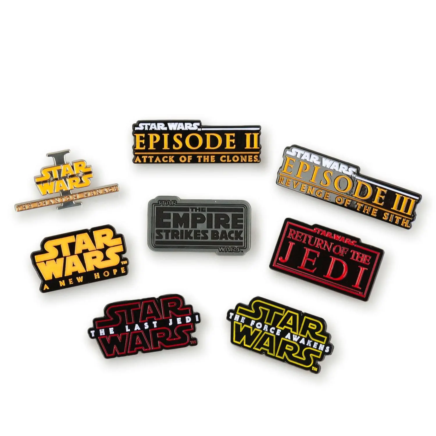 Star Wars Movie Title Pin Collection | Exclusive Poster Title Pin From Each Film, Collectible, Decoration Pins