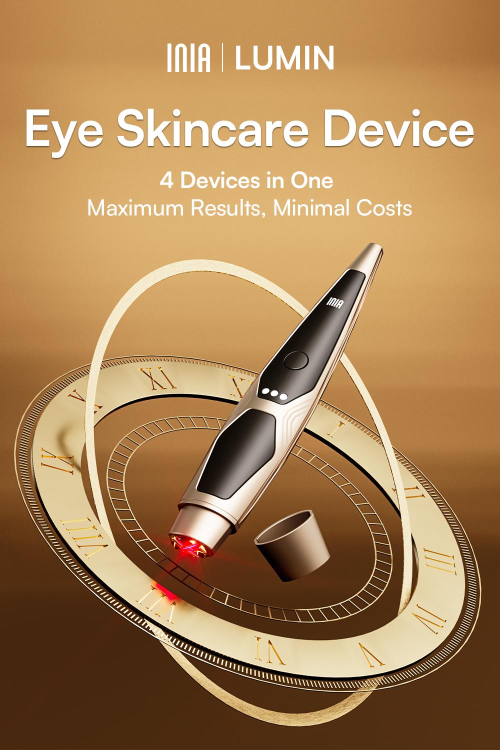 INIA LUMIN 4-in-1 Eye Skincare Wand – 3 Mins a Day for Fewer Lines in 14 Days & Less Puffiness in 21, FDA-Cleared, Spa-Level Results at a Fraction of the Price, Lift & Brighten Eyes in Just Weeks