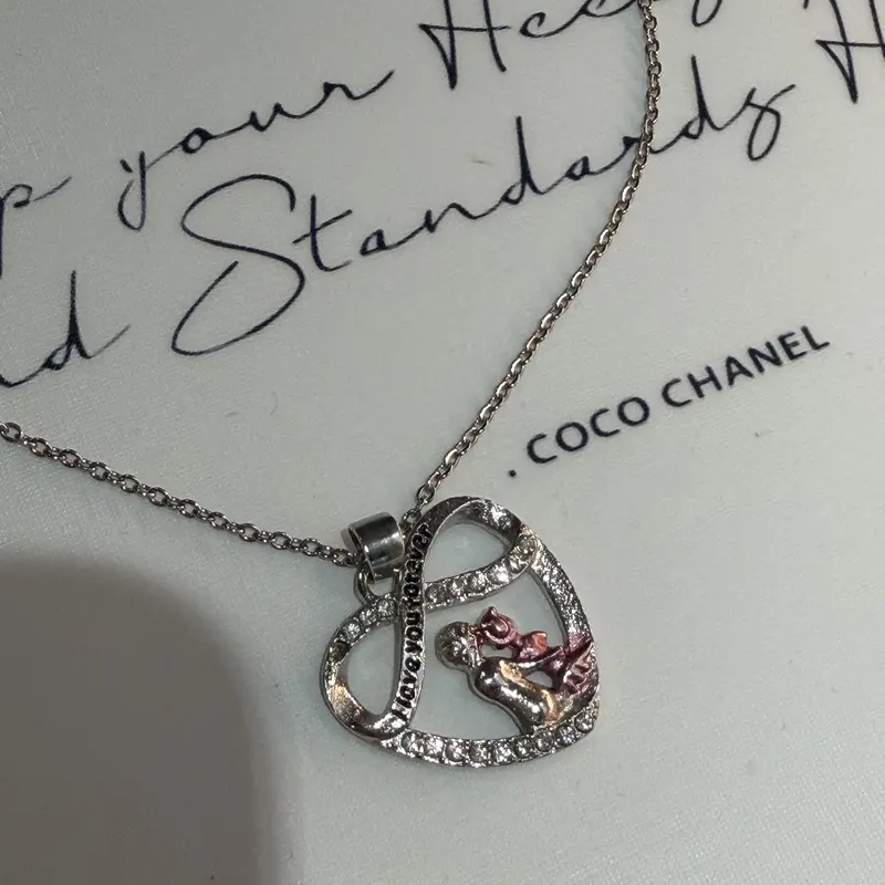 Unisex Exquisite Jewelry Silver-Plated Figure-8 Pendant Necklace with Inlaid Lab-Created Diamonds, Metal Coating, Stainless Steel Chain & Link, Independent PP Bag - Meaningful Birthday Gift for Grandma