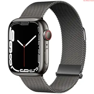 Two Section Dual Magnetic Milanese Watch Band, Breathable Adjustable Metal Mesh Wrist Strap 38/40/41/42/44/45/46/49mm For Business Fashion Daily Wear Compatible with Apple Watch All Series S10 S11 SE Ultra (No Watch) stylish