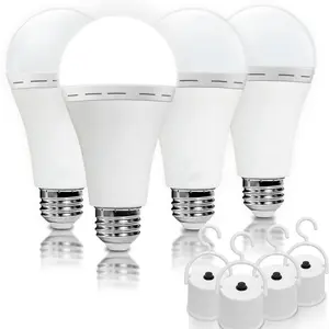 4 Pack Rechargeable Emergency Light Bulbs A19, Camping Lamp Battery Powered LED Light Bulb 6000K Daylight E26 E27 120 Volt 12W 60W Equivalent with 1200mAh for Home Power Outage Camping Hurricane