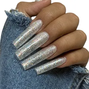 Acrylic Powder for Nail Art - Sparkling Silver Glitter Finish