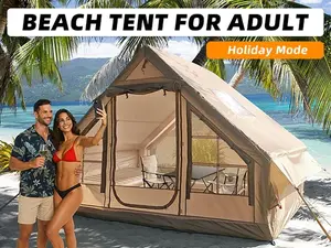 Senleeto 4 Person Inflatable Camping Tent, 129 Sq Ft Waterproof Glamping Shelter with Rainfly and Fireproof Mat, 420D Oxford, 3 Min Setup