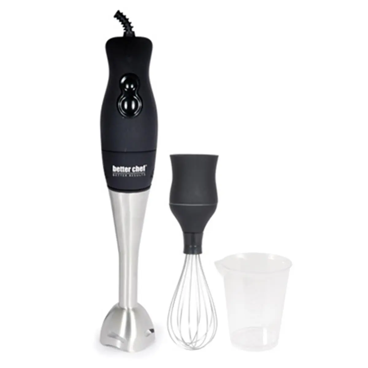 Prime Pacific IM-806B Better Chef Black Stainless Steel Handheld Blender Machine - 2-Speed Immersion Blender for Smoothies, Stainless Steel Blender