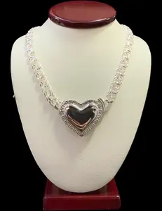 6.5 mm Heart Chino Link Silver Chain