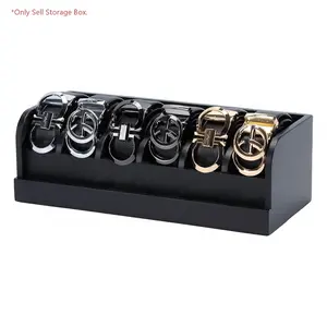 Bamboo Belt Organizer Box,6 Grids Belt Rack, Belt Holder for Closet and Drawer, Belt Storage Organizer and Displayer for Men Women Gift