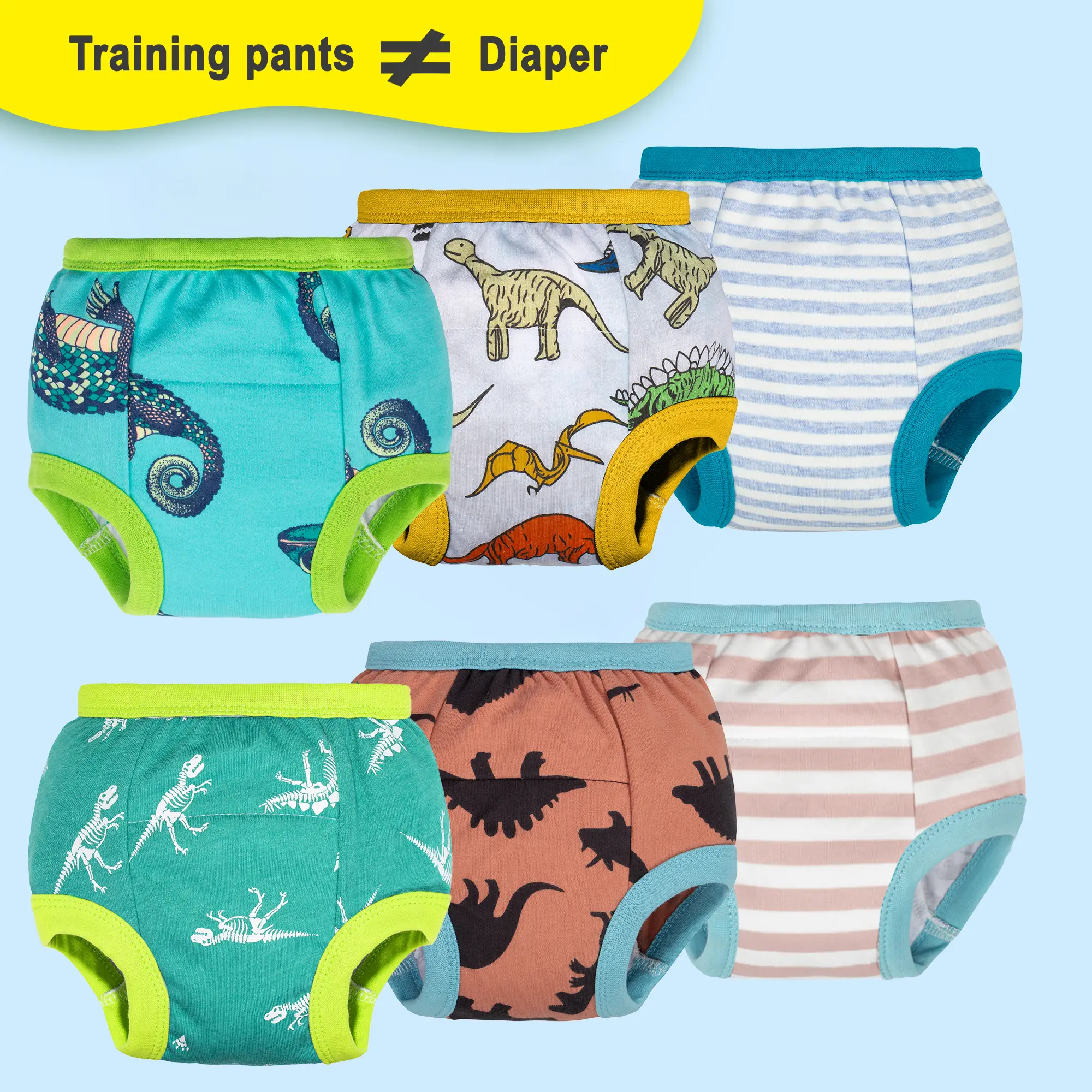 6-Pack Baby Toddler Training Pants for Boys and Girls – Soft and Comfortable, 100% Cotton, Ideal for Toilet Training, Reusable