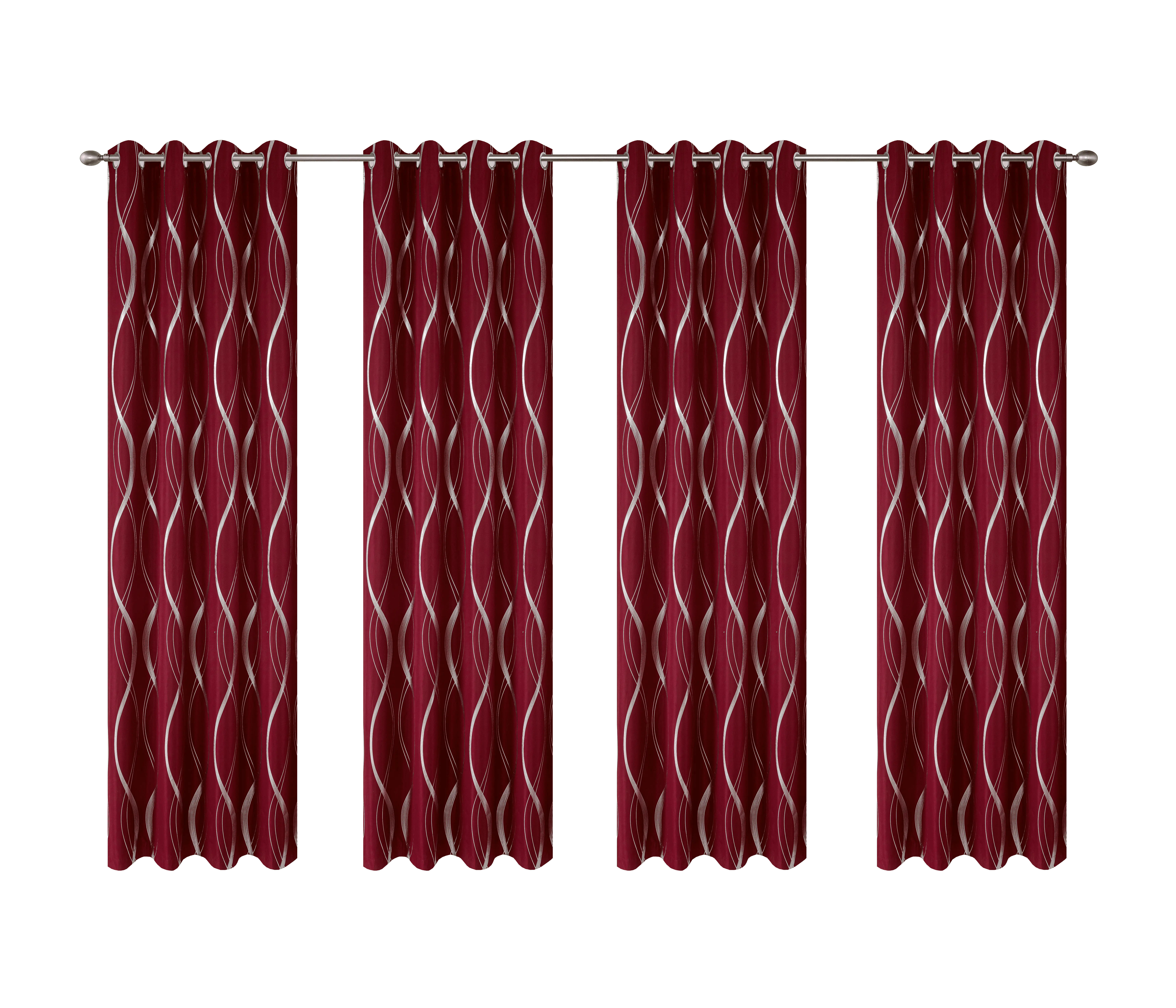 【Buy 1 Get 4 Panels】Blackout Thermal Insulated Curtains, 4-Panel Coverage Breathable Stained-Glass Wave Emboss Curtains, Blocks Strong Sun UV Fade Protection for Bedroom, Living Room, Balcony, Durable