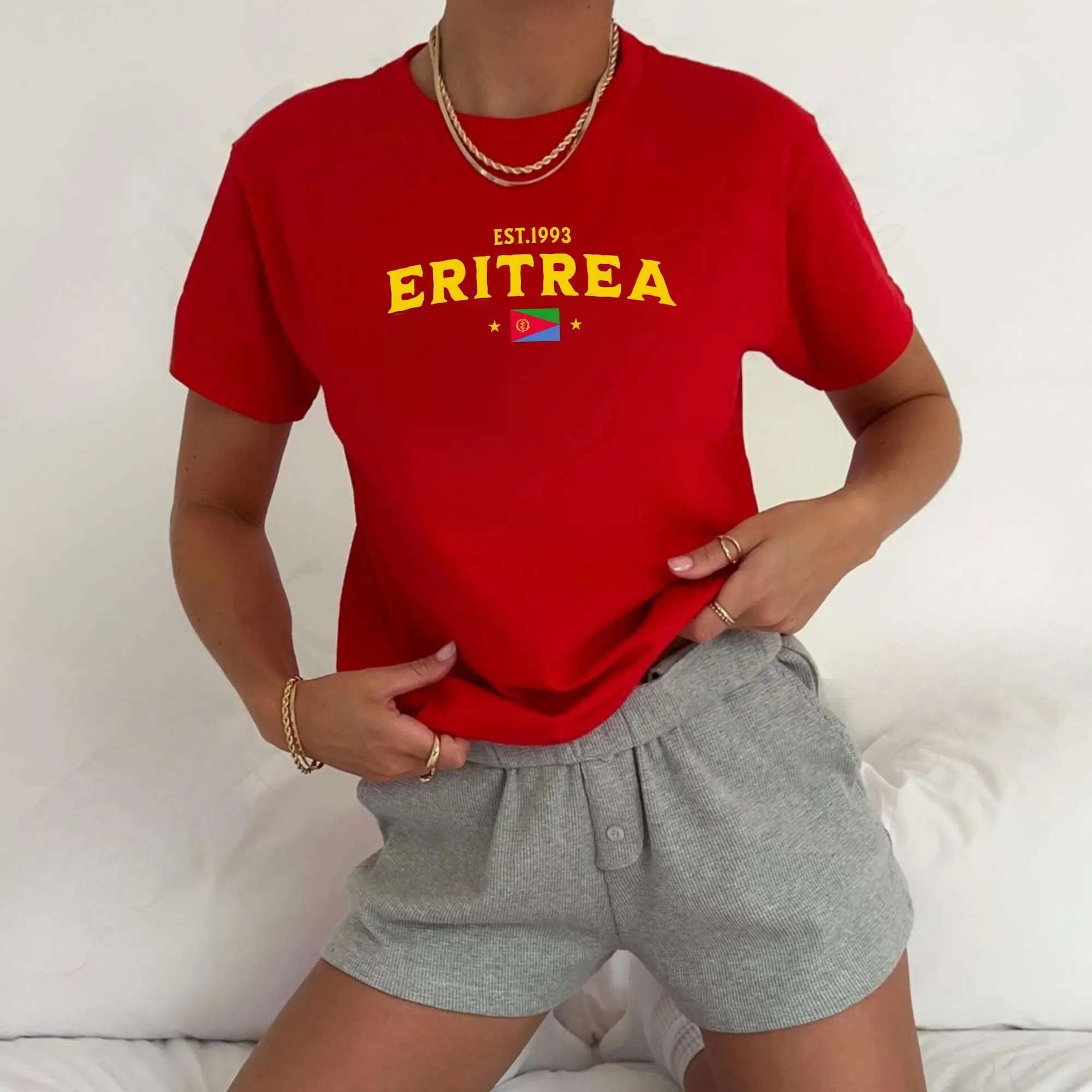 Eritrea Baby Tee, Eritrea Y2K, Eritrea Baby Tee, Vintage 2000s 90's Baby Tee, Eritrea Shirt, Africa Baby Tee, Eritrea Flag