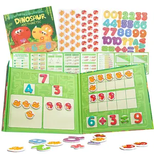 Leven Magnetic Math Book for Kids Ages 3-6 - Dinosaur Arithmetic Learning Toy with 75 Pieces Magnetic Tiles, Number Bonds, Addition & Subtraction Within 20, Montessori Math Manipulatives, Preschool Travel Activity for Small Hands & Interactive Play