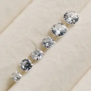 925 Silver Two-Tone Four-Prong Zircon Studs, Luxury Round Disc Threaded Ear Piercing, Dainty Aesthetic Cartilage Jewelry